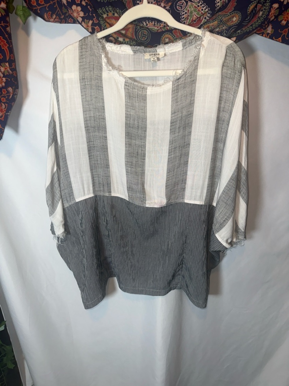 Umgee Gray & White Striped Boxy Tunic